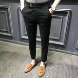 Summer Trousers For Men Korean Style Slim Fit Casual Pants Small Foot Nine Points Trendy White Suit Pants