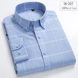 New in shirt 100%cotton long-sleeve shirts for men slim fit plain shirt thin plaid striped tops fashion elegants office clothes