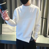 Spring Autumn Fashion Round Neck Long Sleeve Solid Fake Two Pieces Patchwork Sweatshirts Men's Clothing Korean Loose Casual Tops