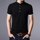 Men's Business Casual Polo Short Sleeve T-shirt Summer Comfortable and Breathable Solid Cotton Top