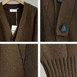 Autumn Men's Luxury Knitted Solid Color Buttons Cardigan Sweater Long Sleeve Casual Streetwear Loose Stylish Leisure Coat