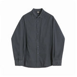 Korean Style Men's Shirts Turn-down Collar Washing Solid Color Long Sleeve Single Breasted Loose Male Tops Spring