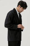 Miyake Blazer Men Pleated Black Suits For Men Stretch Fabric Slim Fit Coat High Quality Casual Japanese Style Blazers