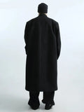 Autumn Winter Long Oversized Warm Soft Black Trench Coat Men with Shoulder Pads Loose Casual Korean Fashion Overcoat