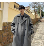 Trench Men Autumn Handsome All-match Fashion Prevalent Double Breasted Korean Commuting Style High Street Males Overcoats Daily