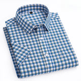 New in shirt hight qulity100%cotton summer short sleeve shirts for men slim fit Casual shirt thin plaid tops soft office clothes