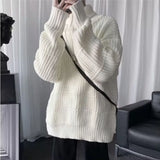 Solid Color Men's Knit Sweater Korean Popular Clothes Knitwear Thick Y2k Original New in Sweatshirt Loose Fit Top Pullovers Male