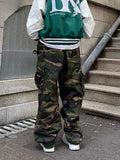 Famous Brand Trendy Camouflage Casual Spring Autumn High Waist Loose Sports Overalls Cargo Pants Men