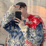 Christmas Sweater Men Loose Lazy Wind Knit Sweater Autumn and Winter Trendy Brand Versatile Couples Crew Neck Sweater