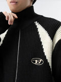 Y2K Knitted Cardigan Sweater Men Vintage Streetwear Coat Male Hip Hop Korean Jumpers Jacket Turtleneck Patchwork Zipper