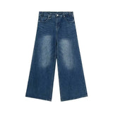 Four Season Men's Denim Pants Old Blue Washed Male Jeans Straight Casual Menwear Loose Wide Leg Trousers New Fashion