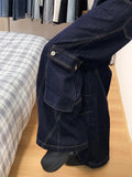 Spring and Autumn Street Trendy Straight Tube Multi Pocket Work Clothes Jeans for Couples Loose Retro Casual Pants y2k