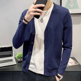 Knit Sweater Male V Neck No Hoodie Men's Clothing Cardigan Elegant Wool Knitwears High Quality Replica Spring Autumn Jumpers Old