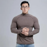 Spring Autumn New Fashion Half High Collar Long Sleeve Solid Men's Clothing Casual Bottoming Shirt Korean All-match Trend Tops