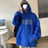 Fleece Hoodie Men Streetwear Y2K New Casual Loose Hoodies Harajuku Letter Print Sweatshirt Korean Fashion Unisex Hoodie Coat Men