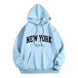 Men Women New York U.S.A City Hoodies Fashion Letter Printed Graphic Sweatshirts Loose Casual Harajuku Hooded Pullover Sportwear