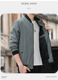 Spring Autumn Bomber Jacket Men Fashion Solid Color Regular Fit Casual Men Coats Business Stand Collar Daily Men Clothing