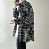 4 Colors Plaid Men Blouses Harajuku Checked Shirts Men High Quality Autumn New Oversize Streetwear Retro Men's Handsome Shirt