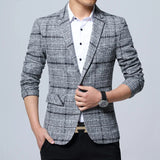 Men Blazers Plaid British Style Slim Fit Business Casual Spring Autumn Fashion Outerwear Coat Male Suit Jacket 4XL 5XL