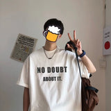 Summer 100% Cotton Short Sleeve T Shirts Men Trend Loose Letter Print Hip Hop Harajuku Top Summer Oversized T Shirt Streetwear