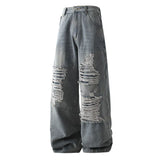 Punk Style Trend Fashion Ripped Jeans Straight leg jeans new wide leg pants Hip Hop Clothing