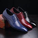 Luxury Crocodile Grain Men Casual Business Shoes Oxfords Fashion Pointed Toe Lace-up Mens Dress Shoes for Male Plus Size 38-47