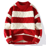 New Autumn Winter Top Grade Luxury Striped Christmas Pullovers Korean Fashion Mens Sweaters Thick Warm Loose Sweater Men