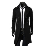 Men Double Breasted Trench Coat Autumn Winter Wool Blend High Quality Fashion Casual Slim Fit Solid Color Male Coat Jacket