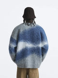 Fashion Tie Dye Cashmere Sweater Cardigan Man Long Sleeve Single Breasted Knitted Jacket Autumn Thicken Warm Woolen Coat