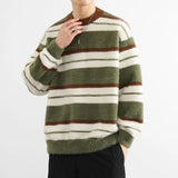 Autumn Winter Men Sweaters Contrast Wide Stripe Casual Knitwear Pullovers Clothes Long Sleeve Warm Knit Jumper Male