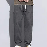 Elegant Fashion Harajuku Slim Fit Ropa Hombre Loose Casual Cargo Pants Sport All Match Solid Pockets Straight Cylinder Trousers