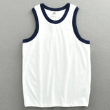 Summer New American Sleeveless O-neck Solid Color T-shirt Men's Fashion 100% Cotton Washed Casual Sports Fitness Basketball Vest