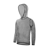 Men T Shirt Streetwear Hoodie Men Long Sleeve Fishnet Mesh Transparent Breathable Tops Sexy Underwear Fetish Nightwear