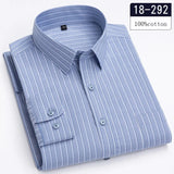 New in shirt 100%cotton long-sleeve shirts for men slim fit plain shirt thin plaid striped tops fashion elegants office clothes