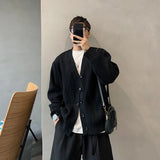 Autumn Men's Luxury Knitted Solid Color Buttons Cardigan Sweater Long Sleeve Casual Streetwear Loose Stylish Leisure Coat