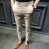 Summer Trousers For Men Korean Style Slim Fit Casual Pants Small Foot Nine Points Trendy White Suit Pants