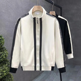 Spring Autumn New Fashion Stand Collar Long Sleeve Patchwork Contrast Color Jackets Men's Clothing American Style Pockets Tops