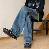 Mens Jeans Pants Classic Fashion Straight Sweatpants Blue Stretch Denim Trousers