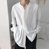 Mesh Shirt Apparel Short Bulk Shirts For Men Male Autumn Casual Loose Lrregular Shirt Collarless Long Sleeve Shirt Sleeve Shirt