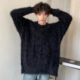 Bead Design Men Pullover Sweaters Korean Stylish Round Collar Solid Color Plush Male Pullovers Chic Spring New