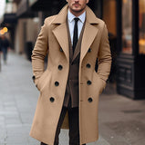 Men's autumn and winter new collection men's coat casual fashion double breasted mid length men's top coat