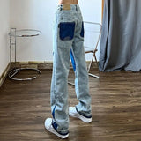 Loose Men's Jeans Vintage Star Straight Man Cowboy Pants with Print Retro Hip Hop Grunge Y2k Baggy Washed Trousers Ripped Punk L