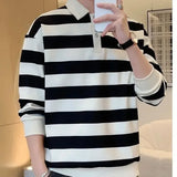 T Polo Shirts For Men Stripe Green Male Clothes Sweatshirts Luxury Tops Aesthetic Korean Autumn Y2k Bulk Luxury Tee Sale It