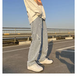 Hip Hop Streetwear Y2k Mens Pants High Street Jeans Baggy Loose Straight Casual Pants Fashion Male Cross Patch New Trousers