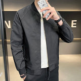 Autumn Men's Casual Baseball Jacket Black Beige Retro Raglan Sleeve Classic Bomber Jacket Coat Male Clothes