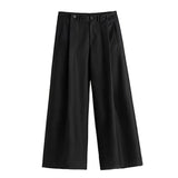 Spring Autumn Long Loose Casual Baggy Flowy Soft Black Pleated Wide Leg Pants Men Luxury Designer Emo Clothing