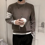 Autumn Winter Fashion Harajuku Knitwear Sweaters Men Casual All Match Undershirt Solid Long Sleeve Knitting Tops Solid Pullover