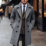 Men's autumn and winter new collection men's coat casual fashion double breasted mid length men's top coat