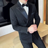 Men's Double-breasted Suit Jackets Slim Fit Luxury Evening Dresses Blazer Formal Wedding Prom Black Elegant Man Suit Coat