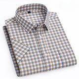 New in shirt hight qulity100%cotton summer short sleeve shirts for men slim fit Casual shirt thin plaid tops soft office clothes